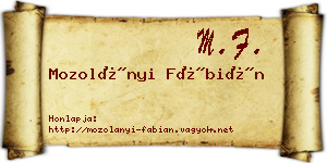 Mozolányi Fábián névjegykártya
